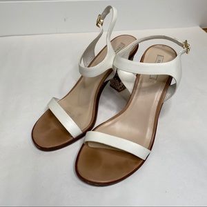 COLE HAAN white croc block heel sandal